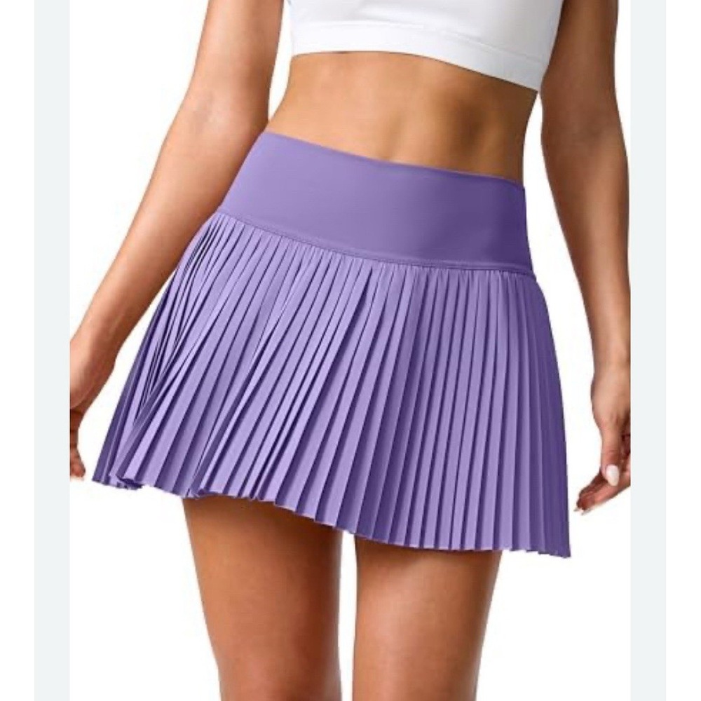 SANTINY Pleated Tennis Skirt‎ for Women with Large Purple